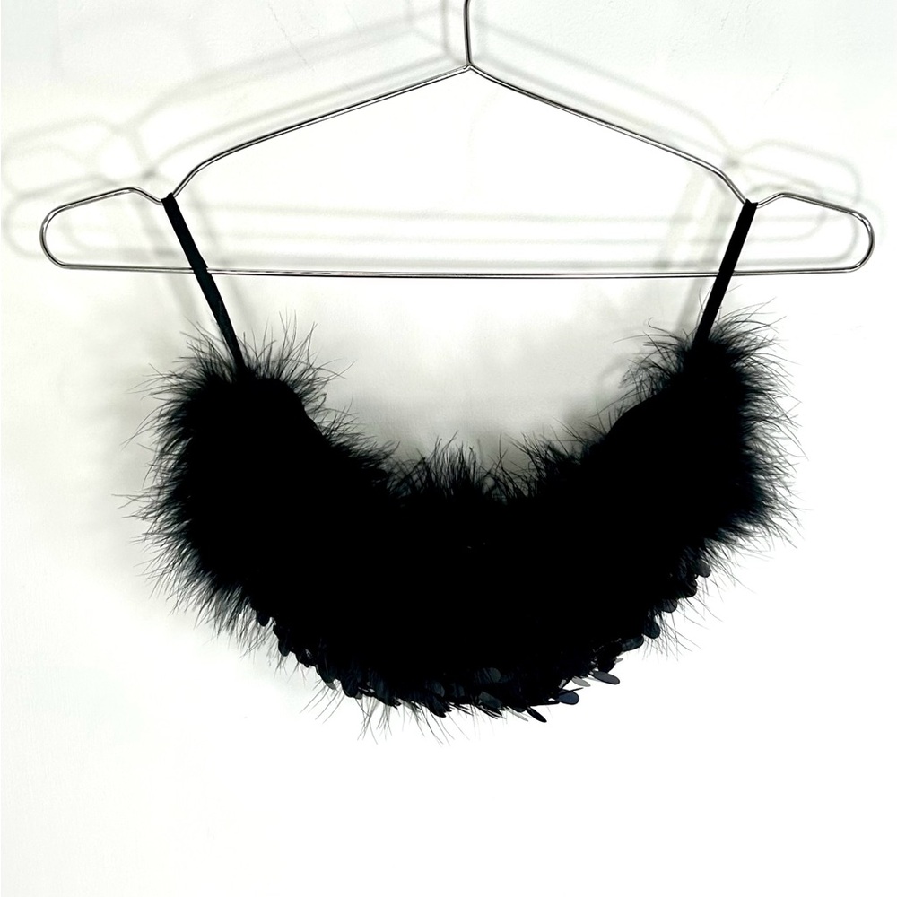 REVOLVE x OW Collection Virgo Sequin Feather Top - Black - XS - Picture 5 of 6